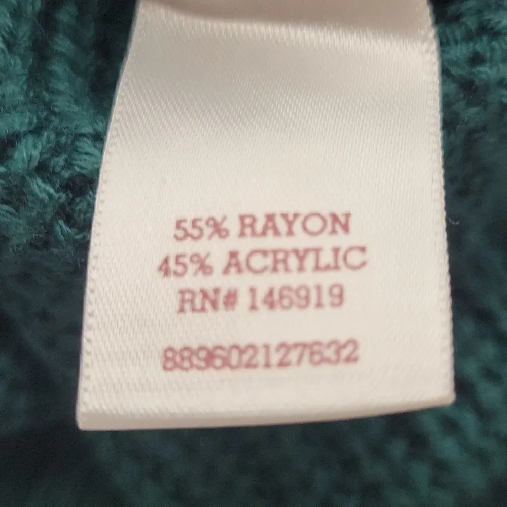 SO Brand Ladies Pullover Vneck knit Oversized Sweater sz  Large Dark Green